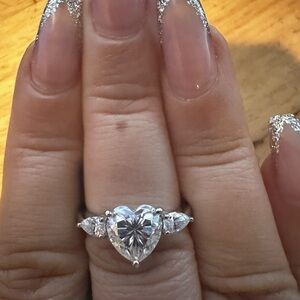 925 Silver Moisonitte Heart-Shaped Ring